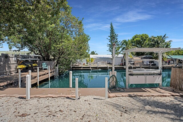 view of dock featuring a water view