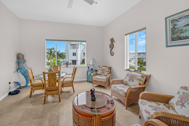 175 Galleon Rd, Islamorada, FL 33036 - dining area featuring a ceiling fan and baseboards