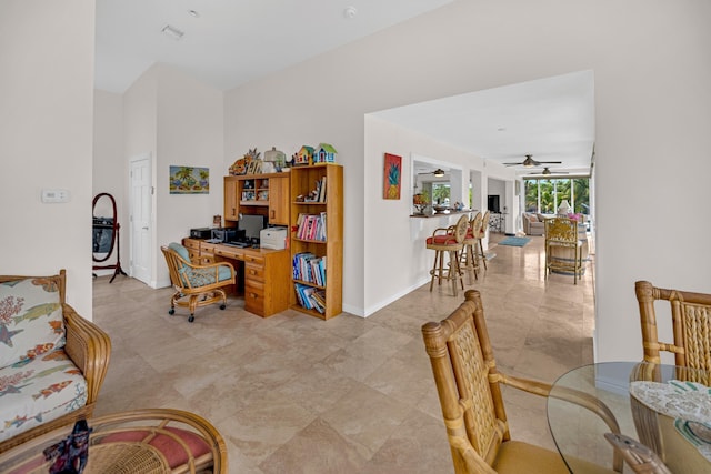175 Galleon Rd, Islamorada, FL 33036 - home office featuring a ceiling fan and baseboards