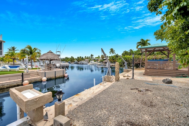 175 Galleon Rd, Islamorada, FL 33036 - dock featuring a gazebo and a water view