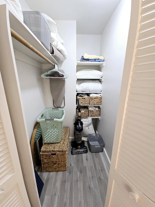 walk in closet featuring wood finished floors