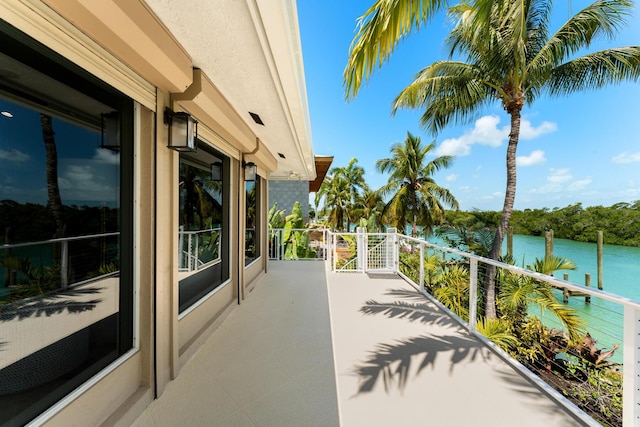 balcony with a water view