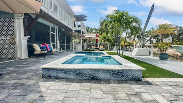 164 Tortuga Ln, Cudjoe, FL 33042 - view of pool with a patio and an in ground hot tub