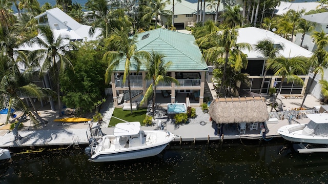 19 N Dr, Key Largo, FL 33037 - dock with a water view, a patio, and stairs