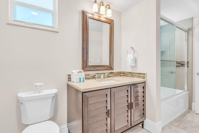 2394 Coco Plum Dr Unit 2, Marathon, FL 33050 - full bathroom featuring bath / shower combo with glass door, vanity, and decorative backsplash