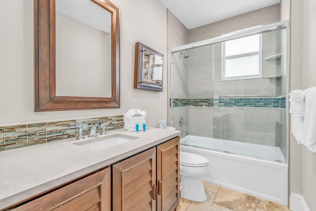 2394 Coco Plum Dr Unit 2, Marathon, FL 33050 - bathroom with vanity, combined bath / shower with glass door, and decorative backsplash