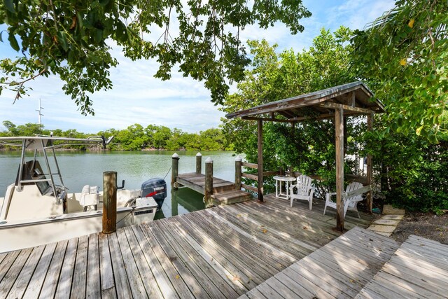 dock area featuring a water view