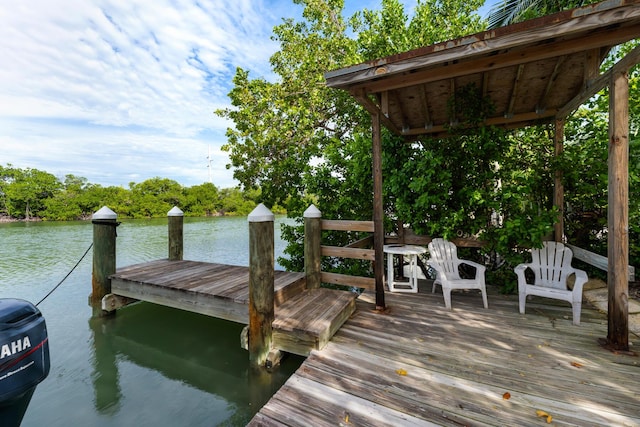 view of dock featuring a water view