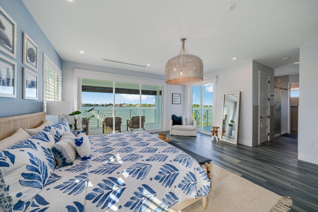 16745 Tamarind Rd, Sugarloaf, FL 33042 - bedroom with recessed lighting, baseboards, wood finished floors, and access to exterior