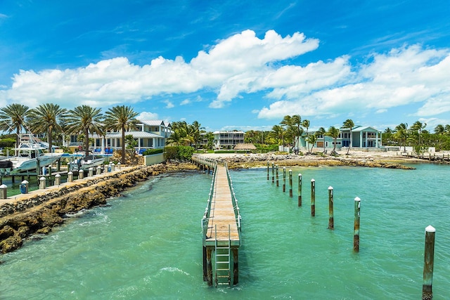 dock area featuring a water view