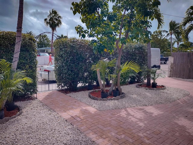 view of yard featuring a gate and fence