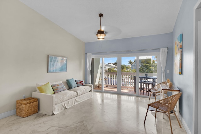 living area with baseboards