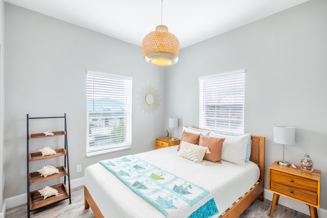 bedroom featuring light hardwood / wood-style flooring