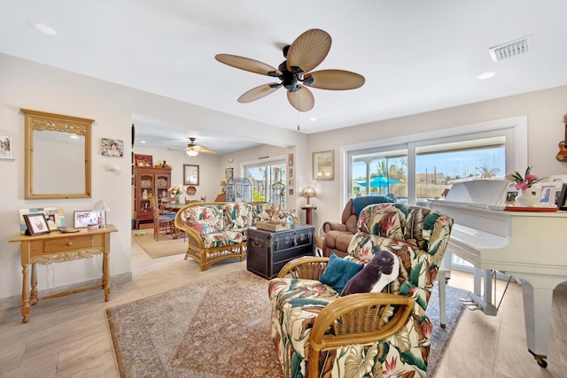 351 8th St, Key Colony, FL 33051 - living area featuring ceiling fan and recessed lighting