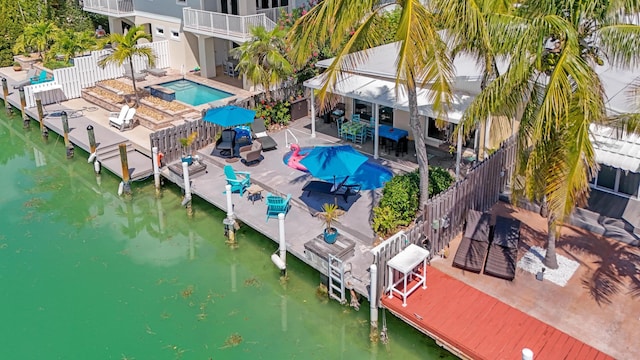 351 8th St, Key Colony, FL 33051 - view from above of property featuring a pool and a large body of water