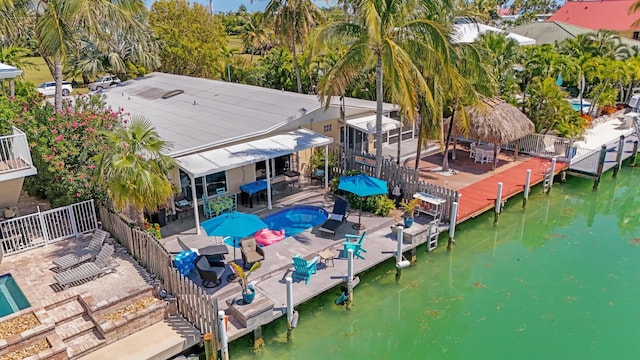 351 8th St, Key Colony, FL 33051 - view of subject property featuring a pool area and a nearby body of water