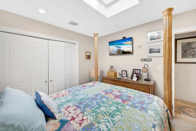 351 8th St, Key Colony, FL 33051 - bedroom with a closet, a skylight, and recessed lighting