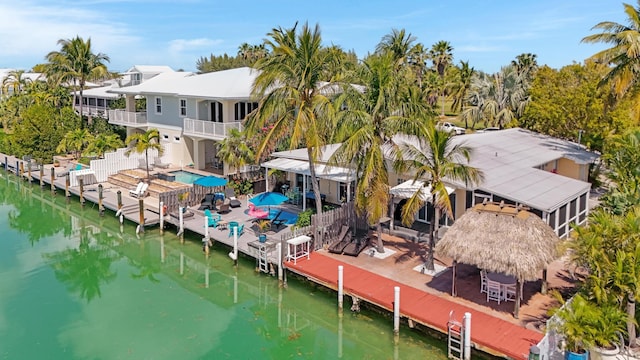 351 8th St, Key Colony, FL 33051 - dock with a water view, fence, and a gazebo