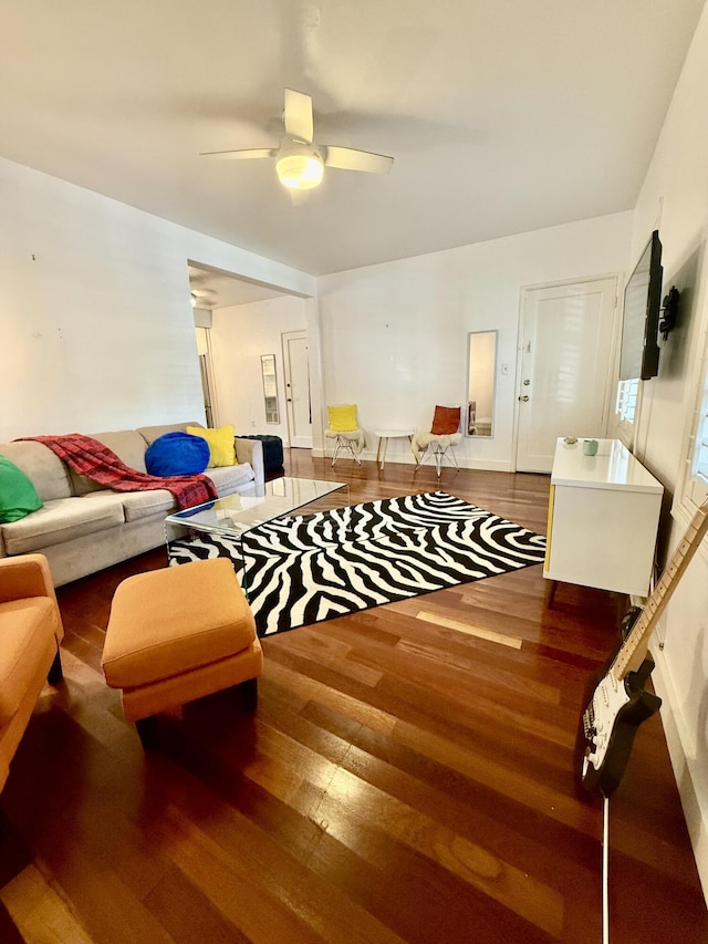 804 S St Unit 1, Key West, FL 33040 - living area with wood finished floors and a ceiling fan