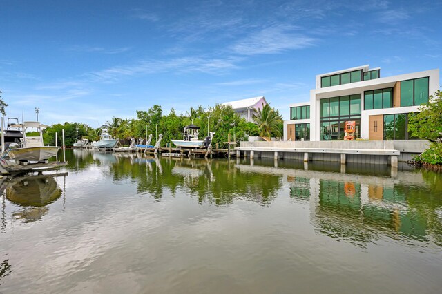 property view of water with a boat dock