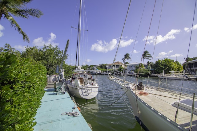 dock area featuring a water view