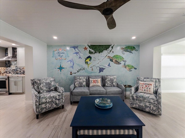 living room with light wood-type flooring