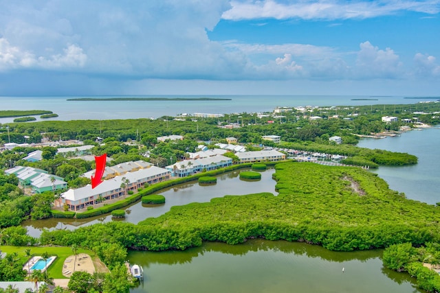 bird's eye view featuring a water view