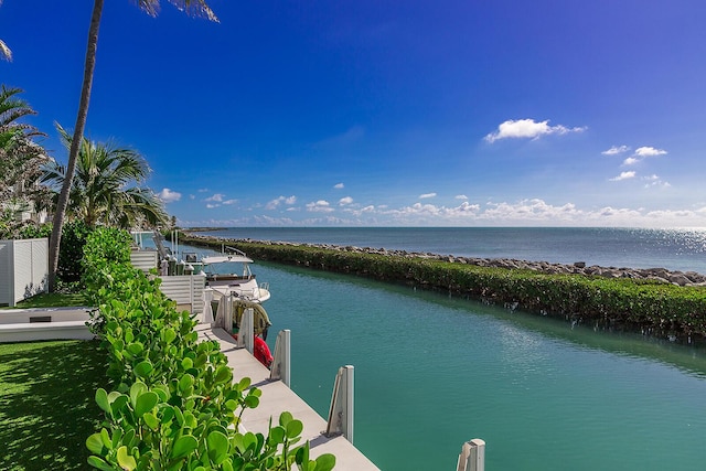 property view of water with a boat dock