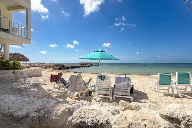 view of water feature featuring a view of the beach