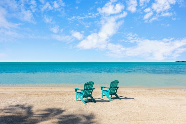 property view of water featuring a view of the beach