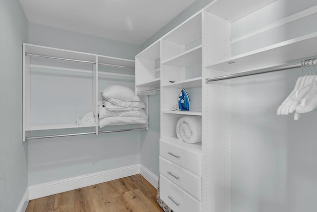 walk in closet featuring light wood-style flooring