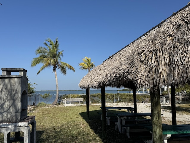 3806 Dyer Rd, Big Pine, FL 33043 - view of green lawn with a gazebo and a water view