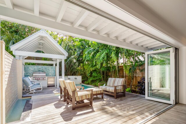806 Southard St, Key West, FL 33040 - deck with a gazebo, outdoor lounge area, a fenced backyard, and a grill