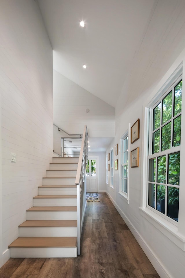 806 Southard St, Key West, FL 33040 - staircase with baseboards, recessed lighting, wood finished floors, and a wealth of natural light