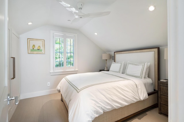 806 Southard St, Key West, FL 33040 - bedroom with recessed lighting, baseboards, vaulted ceiling, and wood finished floors