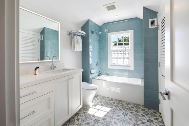 806 Southard St, Key West, FL 33040 - full bathroom featuring vanity, toilet, tile patterned floors, bathing tub / shower combination, and visible vents