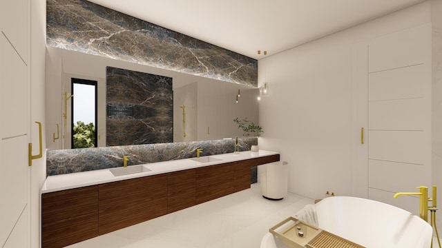 bathroom featuring vanity and a bathtub