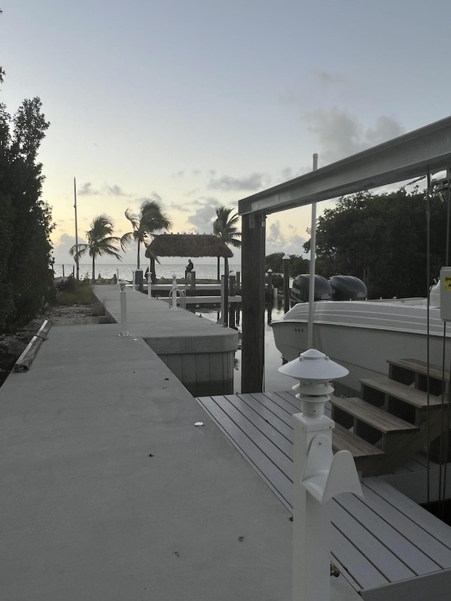 dock area featuring a water view