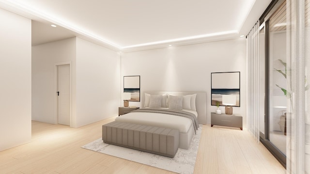 bedroom featuring light wood-type flooring