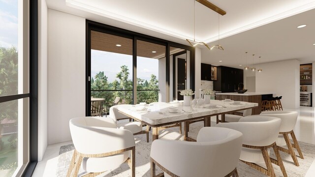 dining area featuring expansive windows