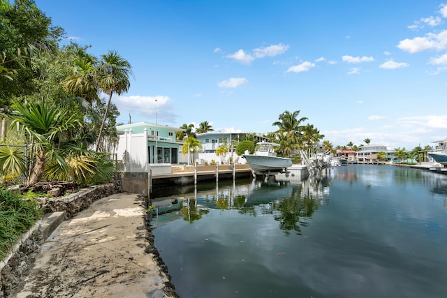 dock area featuring a water view