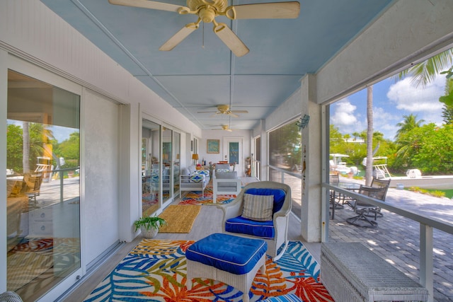 20735 W 5th Ave, Cudjoe, FL 33042 - sunroom / solarium featuring ceiling fan