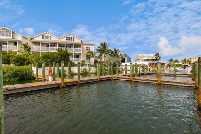 dock area featuring a water view