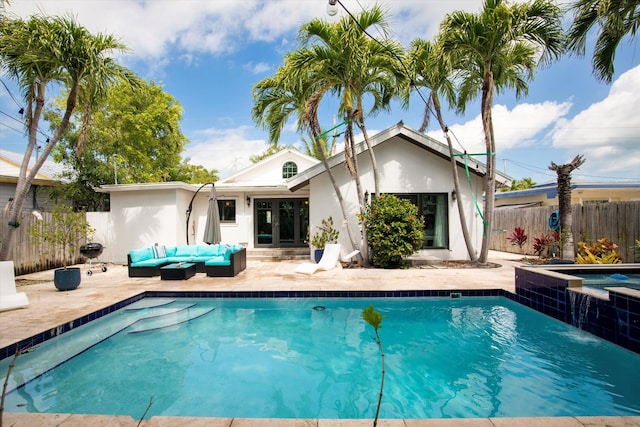 3532 Duck Ave, Key West, FL 33040 - rear view of property with an outdoor hangout area, stucco siding, a fenced backyard, and a patio area