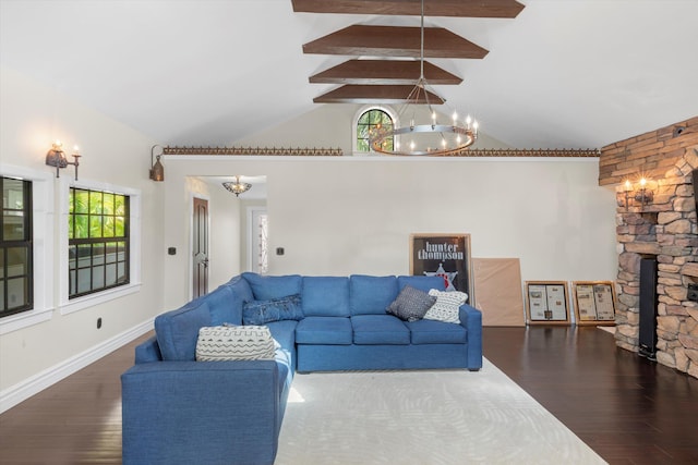 3532 Duck Ave, Key West, FL 33040 - living room featuring an inviting chandelier, wood finished floors, and high vaulted ceiling
