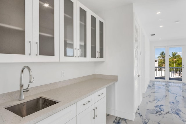 84 Coral Way -, Unit Key Largo, FL 33037 - bar area featuring light marble finish floors and recessed lighting