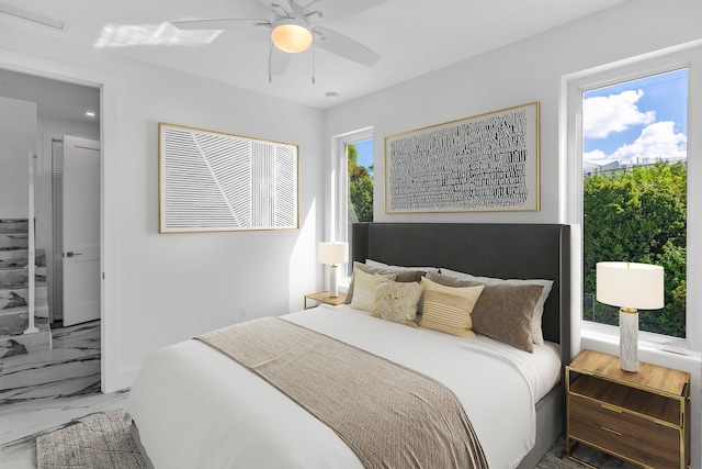 84 Coral Way -, Unit Key Largo, FL 33037 - bedroom featuring marble finish floors and a ceiling fan
