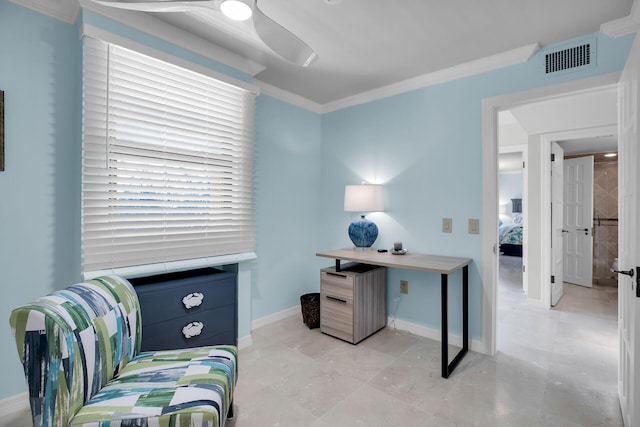 101 E Ocean Dr Unit C402, Key Colony, FL 33051 - office featuring crown molding, visible vents, and baseboards