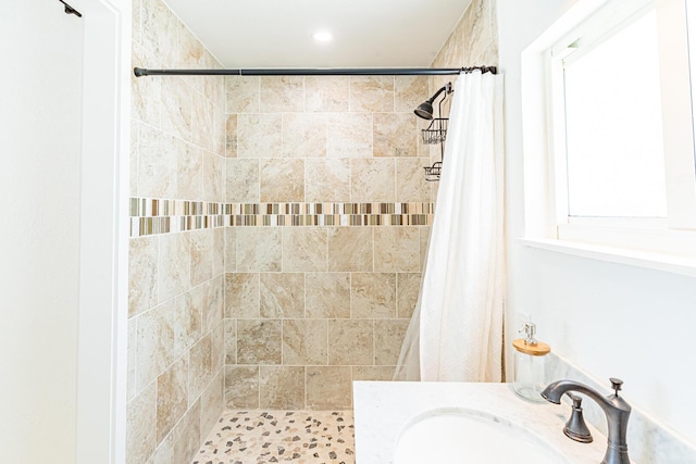 75433 Overseas Hwy, Islamorada, FL 33036 - bathroom with sink and a shower with curtain