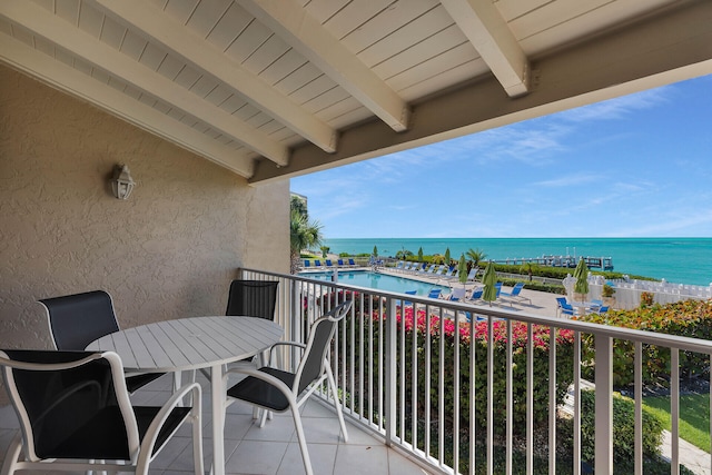 balcony with a water view